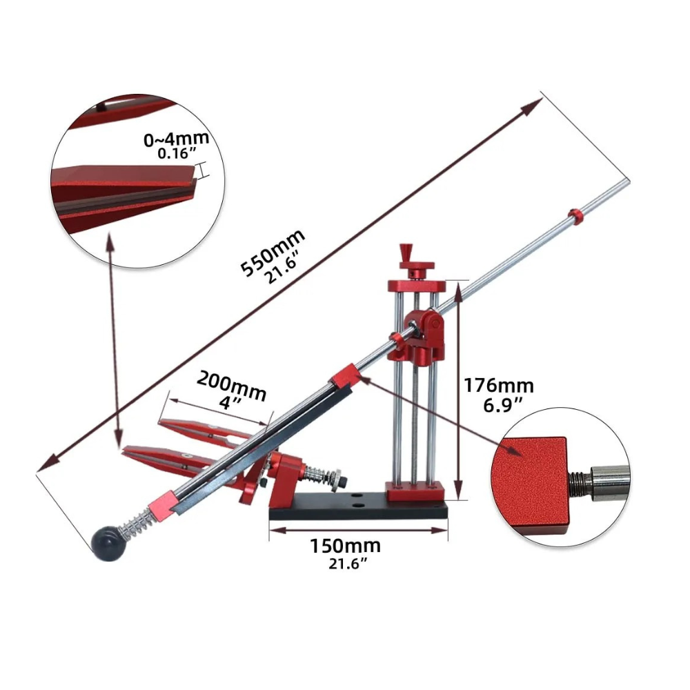 Kit d’affûtage professionnel à angle fixe avec système rotatif à 360° et pierres à aiguiser diamantées