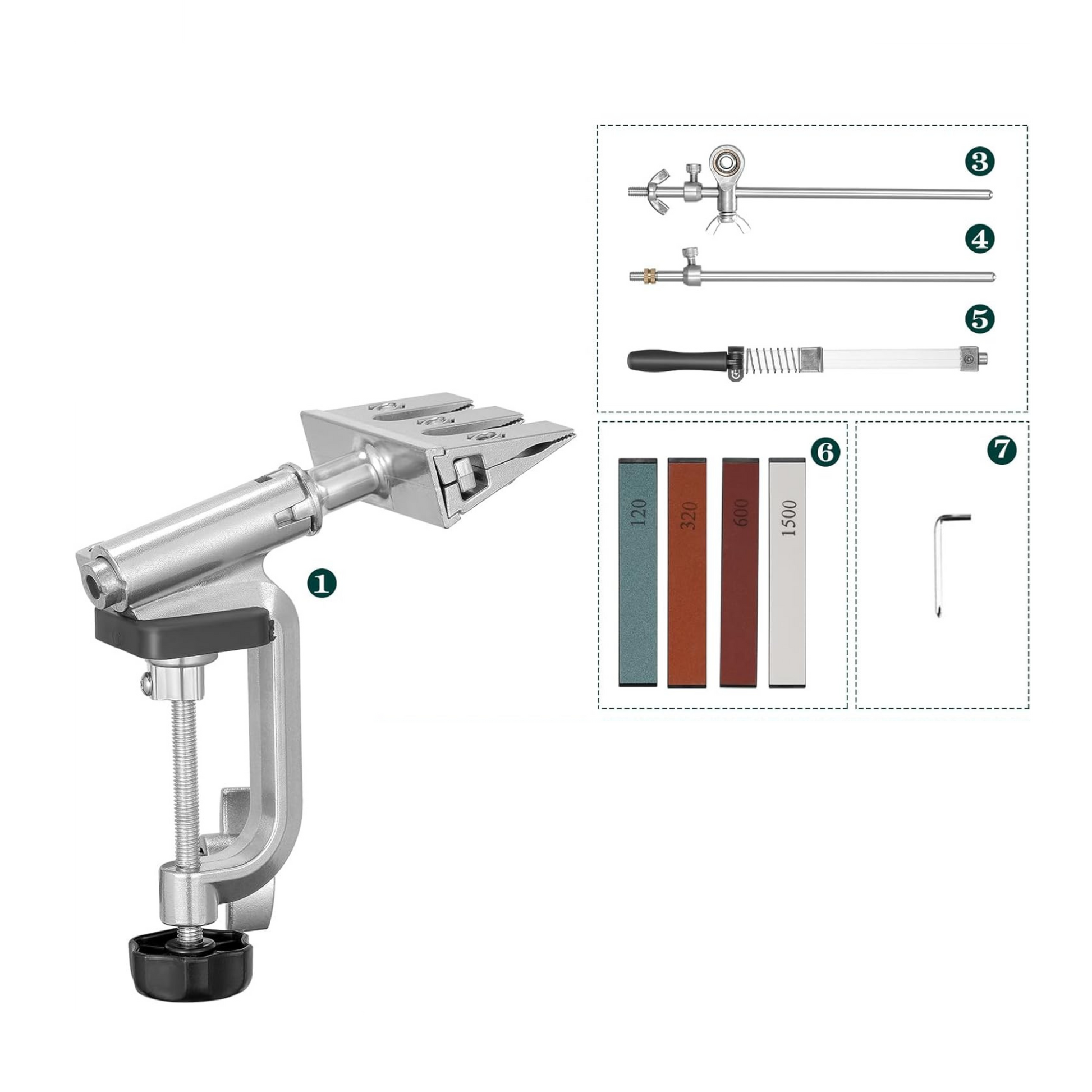 Aiguiseur de Couteaux Professionnel avec 4 Meules - Rotation à 360° et Matériaux Haut de Gamme